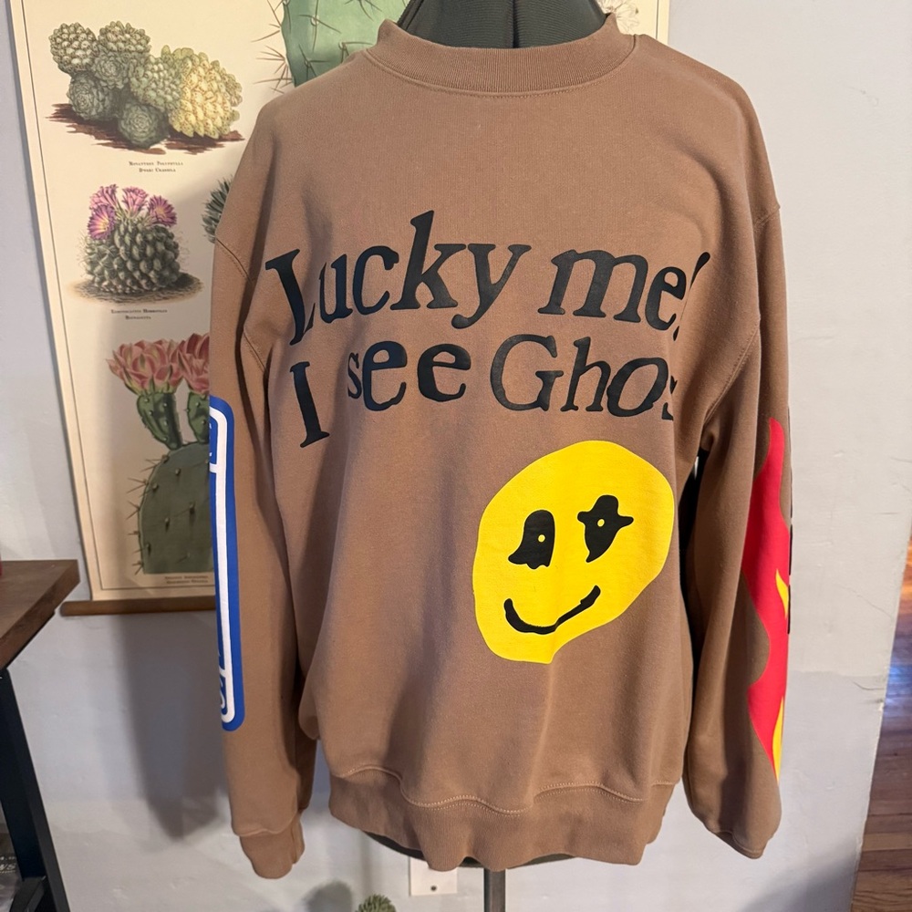 Lucky Me I See Ghosts Brown Sweatshirt Camp Flog Gnaw
